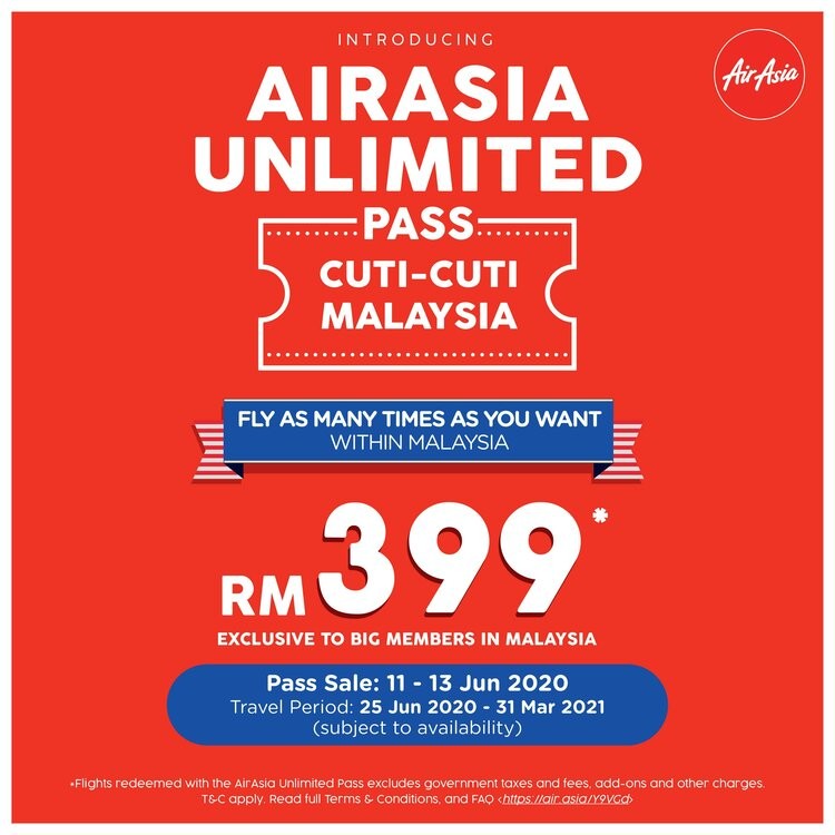 JUST RM399 NETT TO REDEEM UNLIMITED FLIGHTS  ACROSS 16 DESTINATIONS WITHIN MALAYSIA