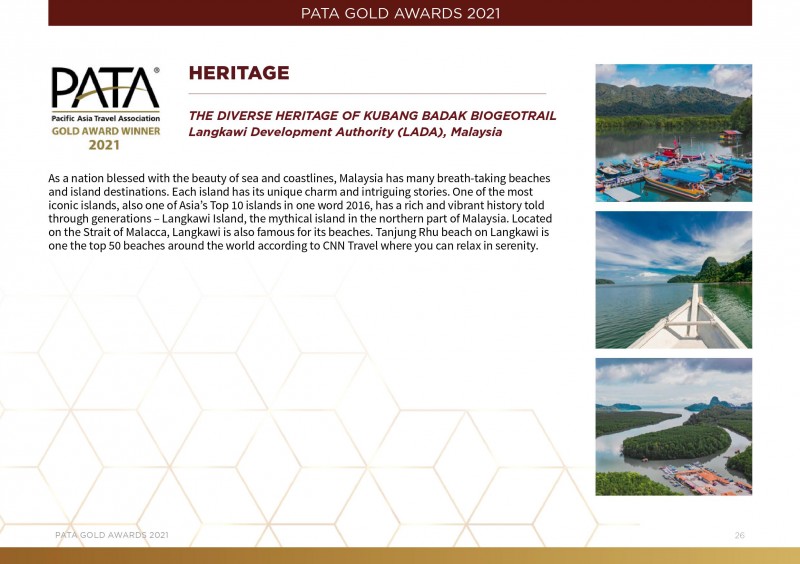 TOURISM MALAYSIA AND LADA GAINED INTERNATIONAL RECOGNITION AT PATA GOLD AWARDS 2021