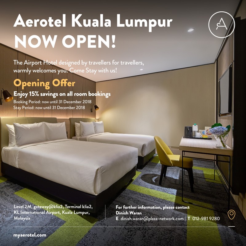 AEROTEL OPENS IN TERMINAL KLIA2, KL INTERNATIONAL AIRPORT (KLIA), MALAYSIA