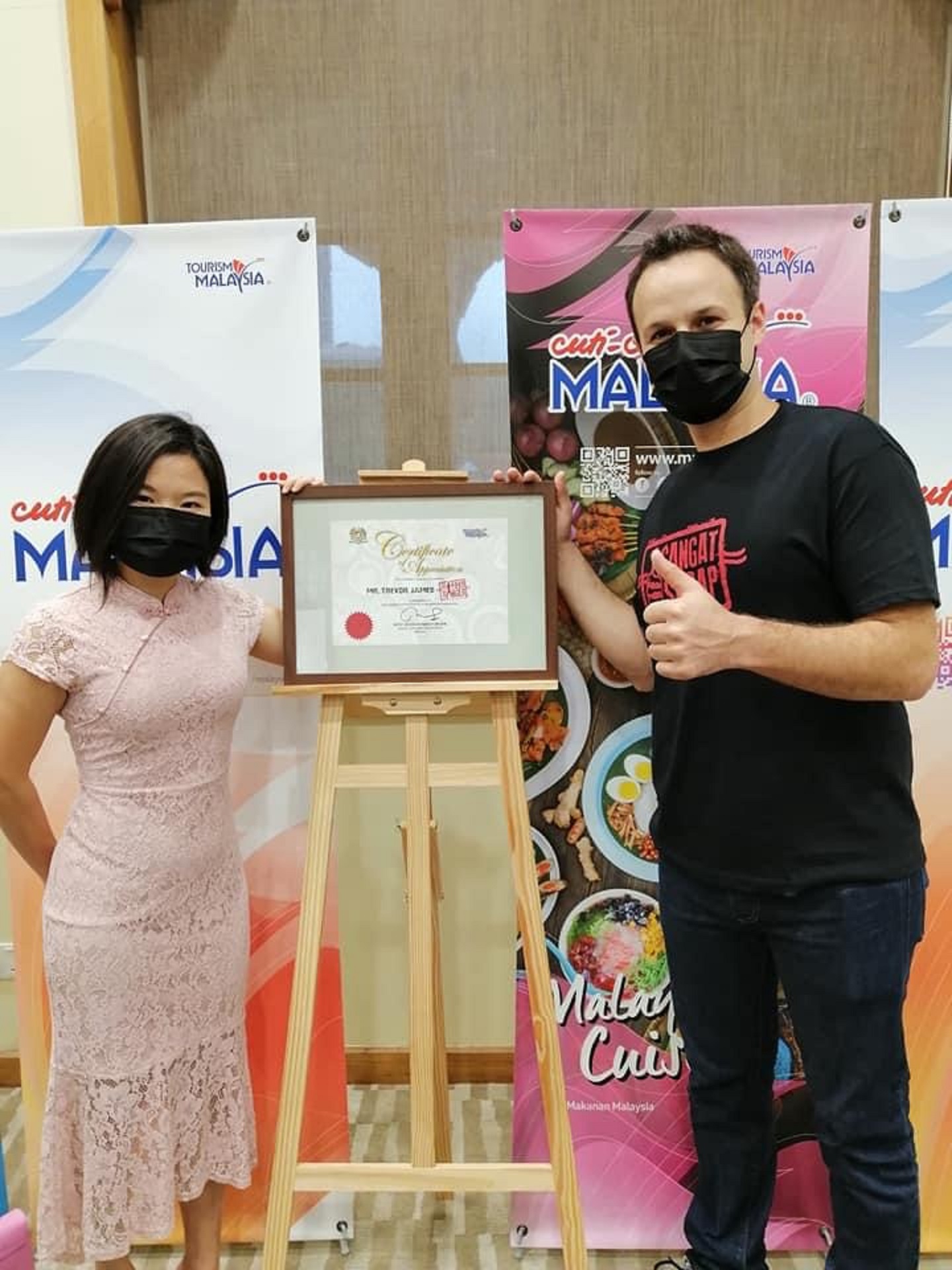 Certificate of Appreciation to The Food Ranger "The Ultimate Malaysia Road Trip" by Minister of Tourism, Arts and Culture Malaysia